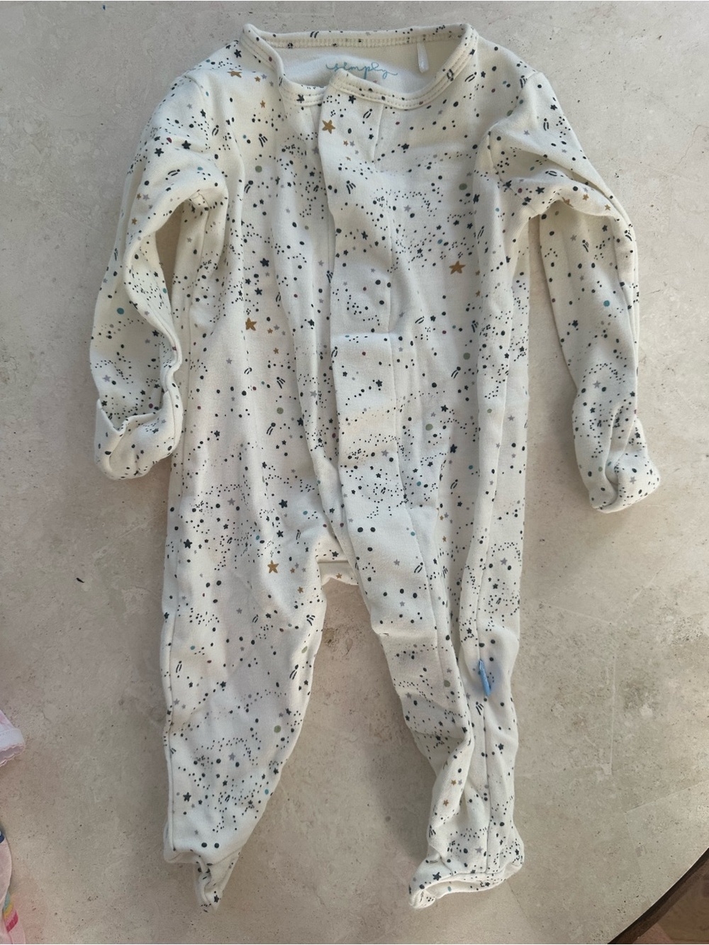 Magnetic me one-Piece Footed Sleeper in Cream with Star Print